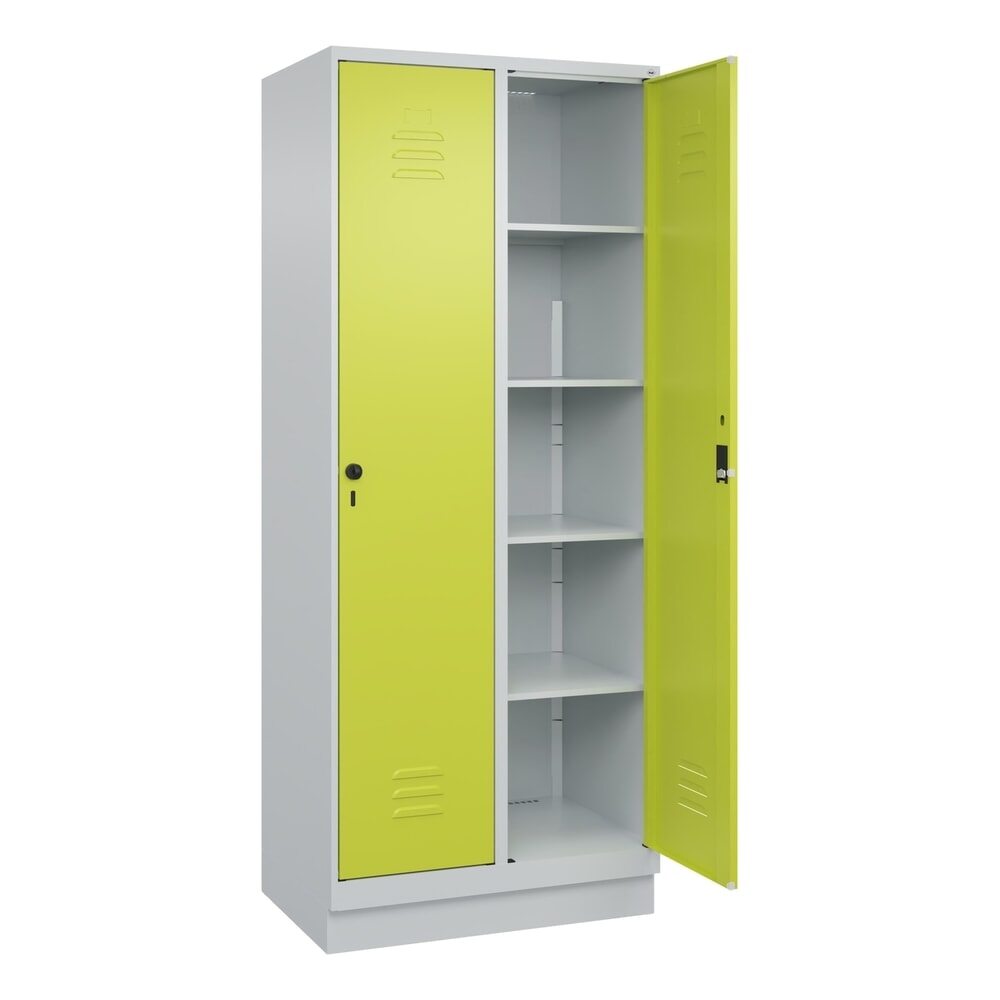 C+P Wäsche-Spind Classic PLUS, Sockel, 2 Abteile, HxBxT 1.950 x 800 x 500 mm, lichtgrau, clowngrün, Zylinderschloss, ohne Mitteltrennwand Produktabbildung: C+P Wäsche-Spind Classic PLUS, Sockel, 2 Abteile, HxBxT 1.950 x 800 x 500 mm, lichtgrau, clowngrün, Zylinderschloss, ohne Mitteltrennwand
