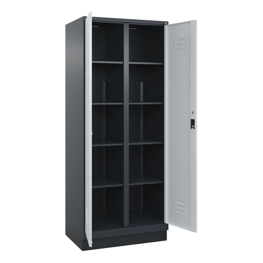 C+P Wäsche-Spind Classic PLUS, Sockel, 2 Abteile, HxBxT 1.950 x 800 x 500 mm, anthrazitgrau, lichtgrau, für Vorhängeschloss, mit Mitteltrennwand N° de l'image du produit 1 : C+P Wäsche-Spind Classic PLUS, Sockel, 2 Abteile, HxBxT 1.950 x 800 x 500 mm, anthrazitgrau, lichtgrau, für Vorhängeschloss, mit Mitteltrennwand