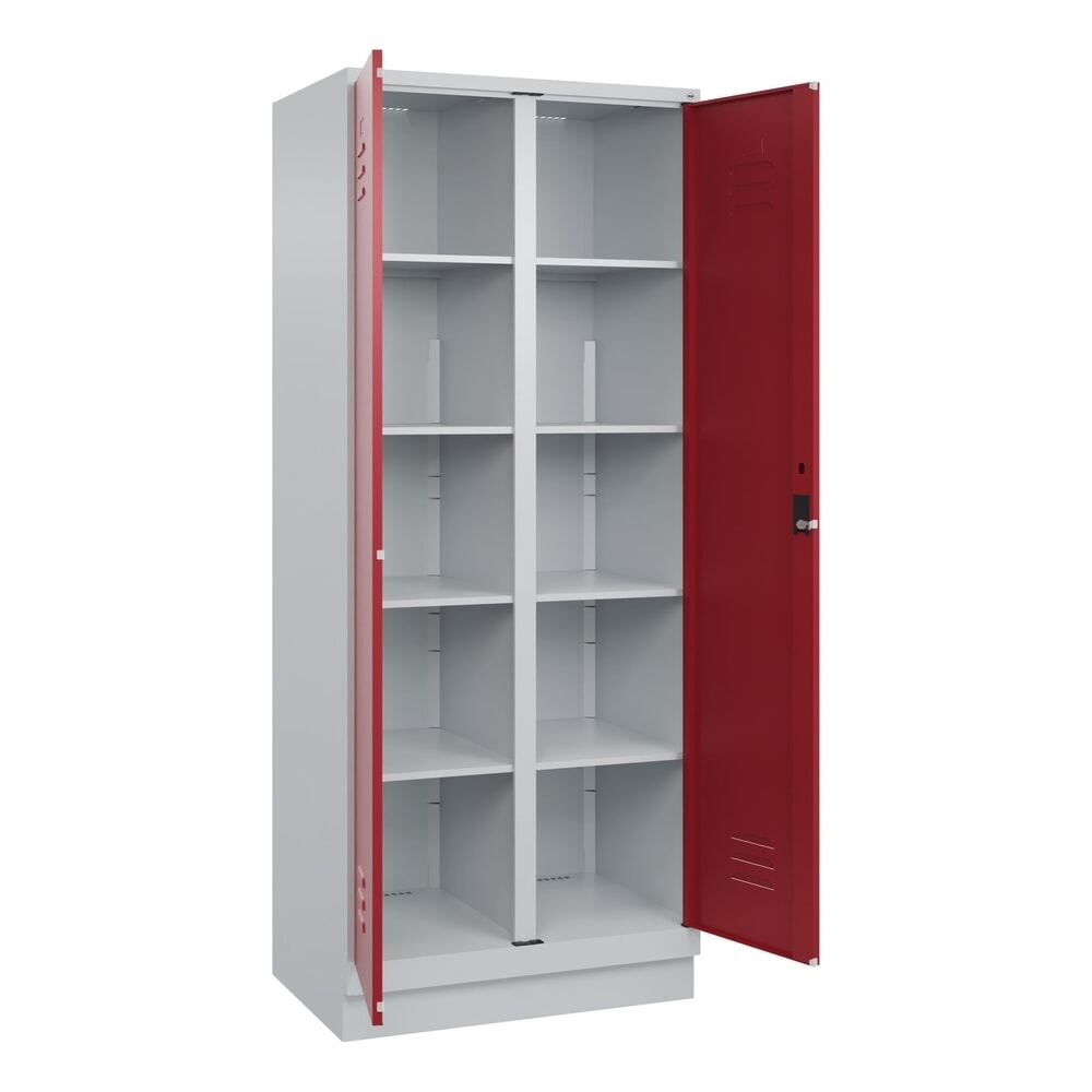 C+P Wäsche-Spind Classic PLUS, Sockel, 2 Abteile, HxBxT 1.950 x 800 x 500 mm, lichtgrau, rubinrot, Zylinderschloss, mit Mitteltrennwand Produktabbildung Nr. 1: C+P Wäsche-Spind Classic PLUS, Sockel, 2 Abteile, HxBxT 1.950 x 800 x 500 mm, lichtgrau, rubinrot, Zylinderschloss, mit Mitteltrennwand