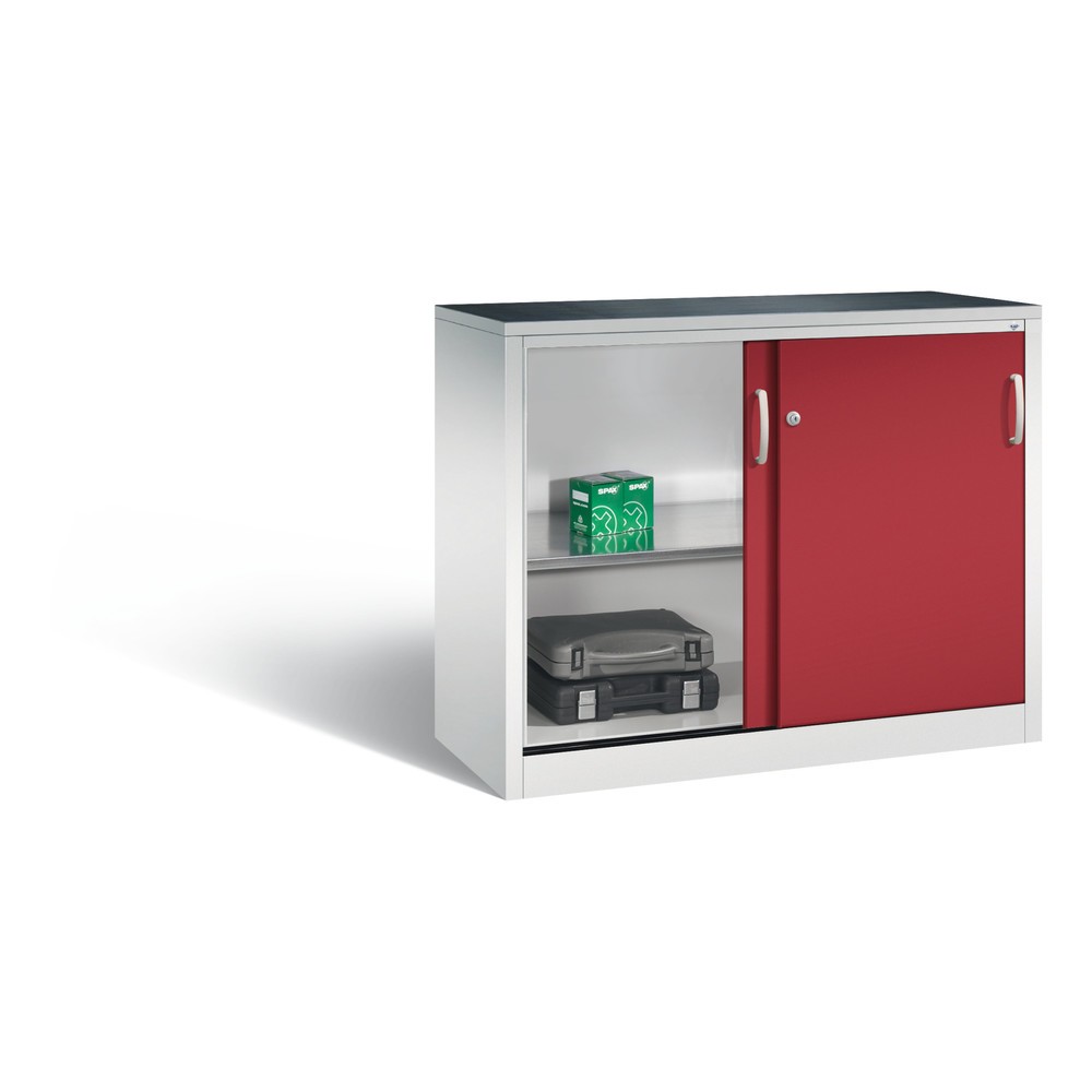 Produktabbildung Nr. 5: C+P Werkstatt-Beistellschrank mit 1 Fachboden, HxBxT 1.000 x 1.200 x 500 mm, lichtgrau, rubinrot