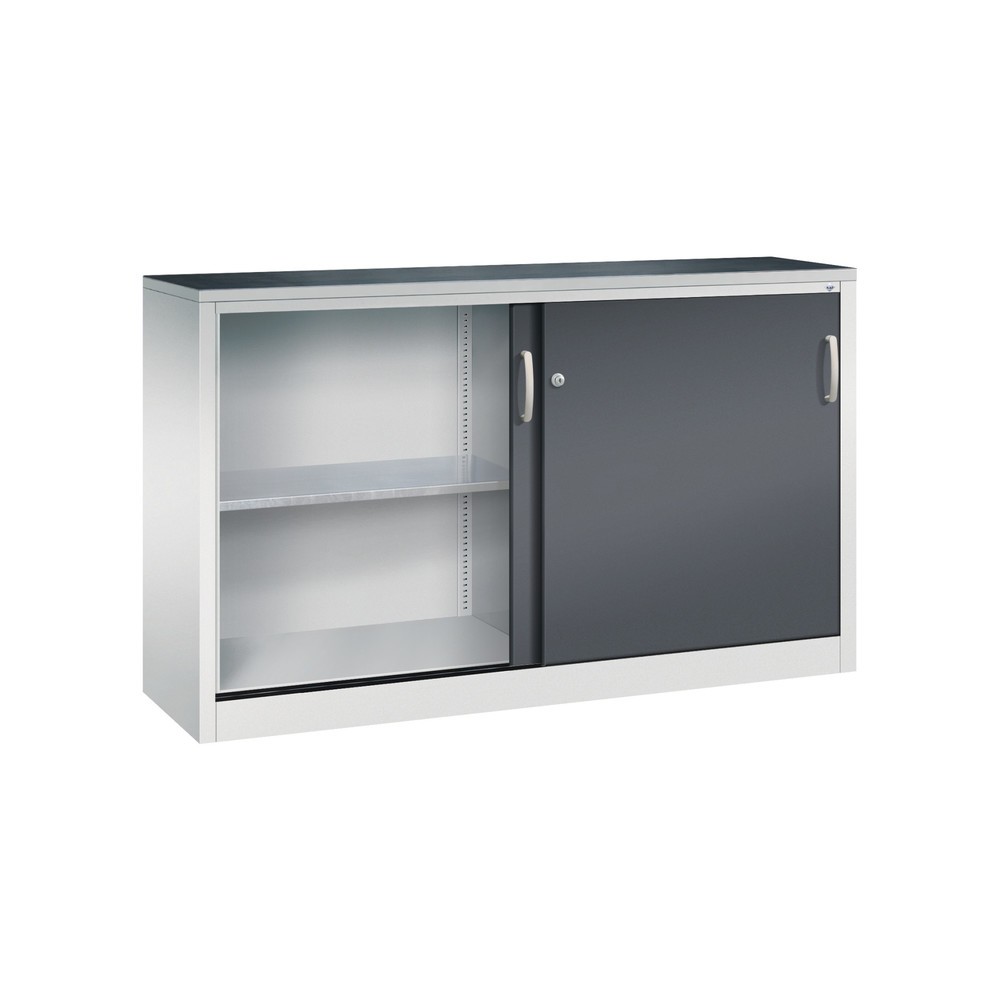 Produktabbildung Nr. 4: C+P Werkstatt-Beistellschrank mit 2 Fachböden, HxBxT 1.000 x 1.600 x 400 mm, Trennwand, lichtgrau, schwarzgrau