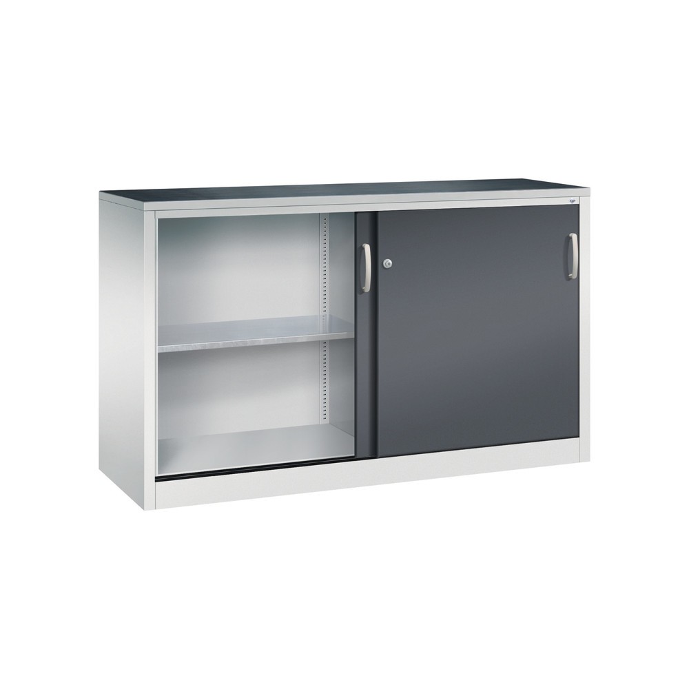 Produktabbildung Nr. 4: C+P Werkstatt-Beistellschrank mit 2 Fachböden, HxBxT 1.000 x 1.600 x 500 mm, Trennwand, lichtgrau, schwarzgrau