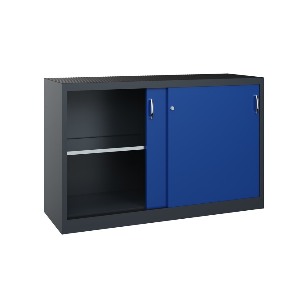 Produktabbildung Nr. 4: C+P Werkstatt-Beistellschrank mit 2 Fachböden, HxBxT 1.000 x 1.600 x 500 mm, Trennwand, anthrazitgrau, enzianblau