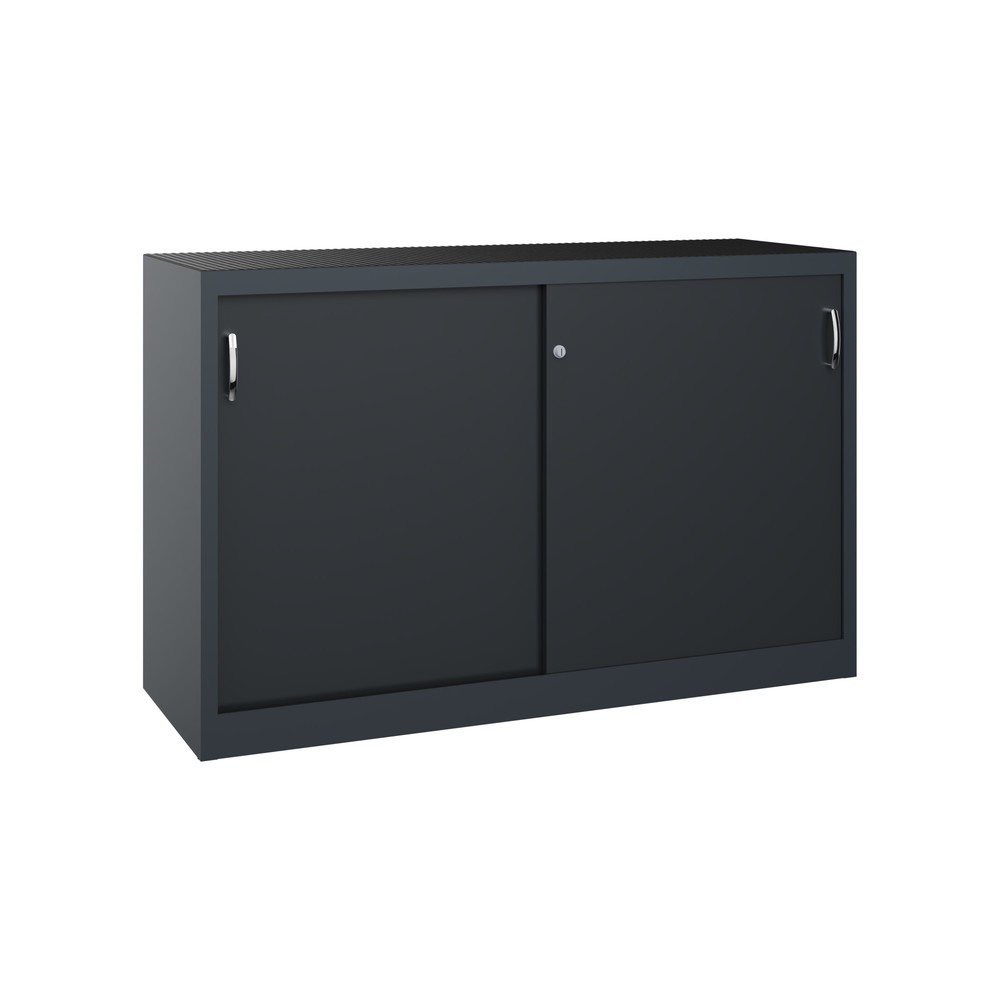 Produktabbildung: C+P Werkstatt-Beistellschrank mit 2 Fachböden, HxBxT 1.000 x 1.600 x 500 mm, Trennwand, anthrazitgrau, schwarzgrau