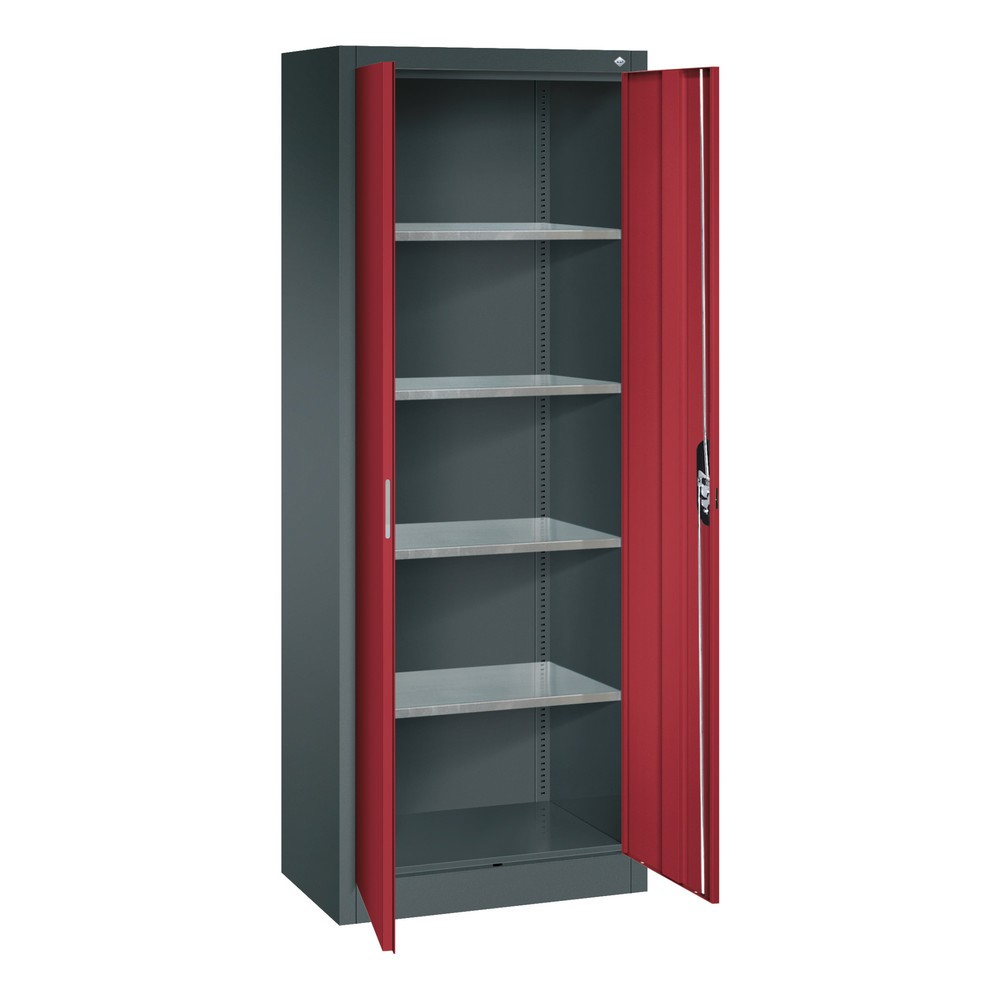 Produktabbildung Nr. 18: C+P Werkstatt-Flügeltürschrank mit 4 Fachböden, HxBxT 1.950 x 800 x 400 mm, anthrazitgrau, rubinrot