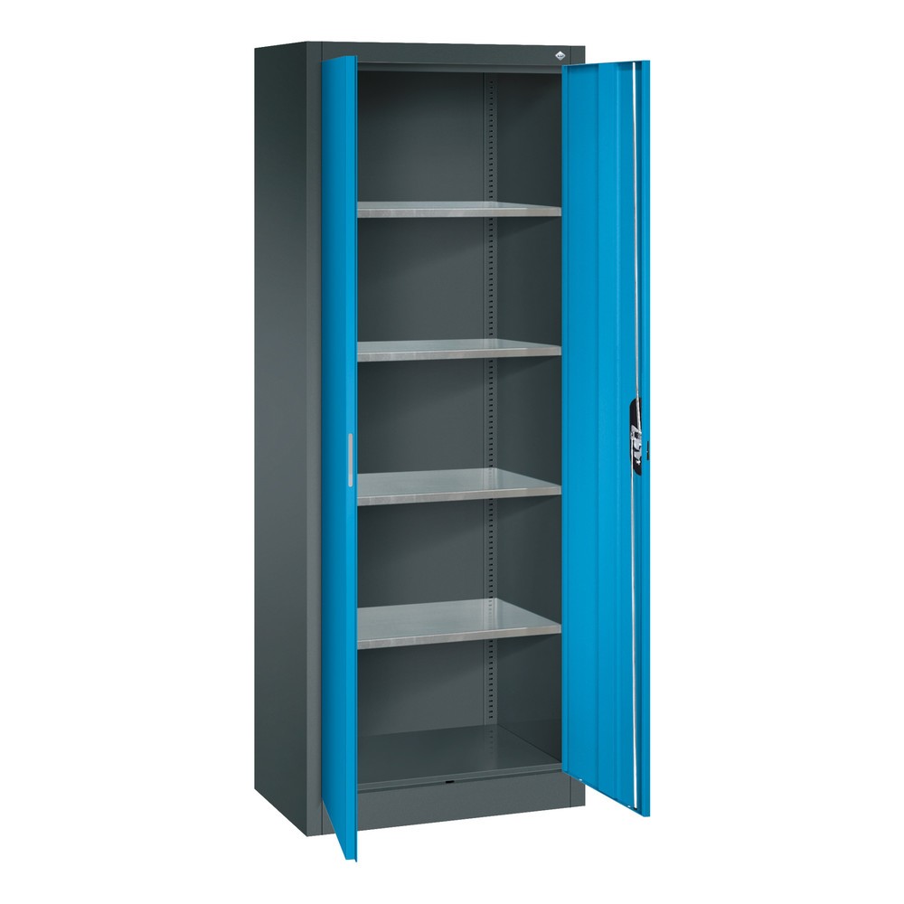 Produktabbildung Nr. 18: C+P Werkstatt-Flügeltürschrank mit 4 Fachböden, HxBxT 1.950 x 800 x 400 mm, anthrazitgrau, lichtblau