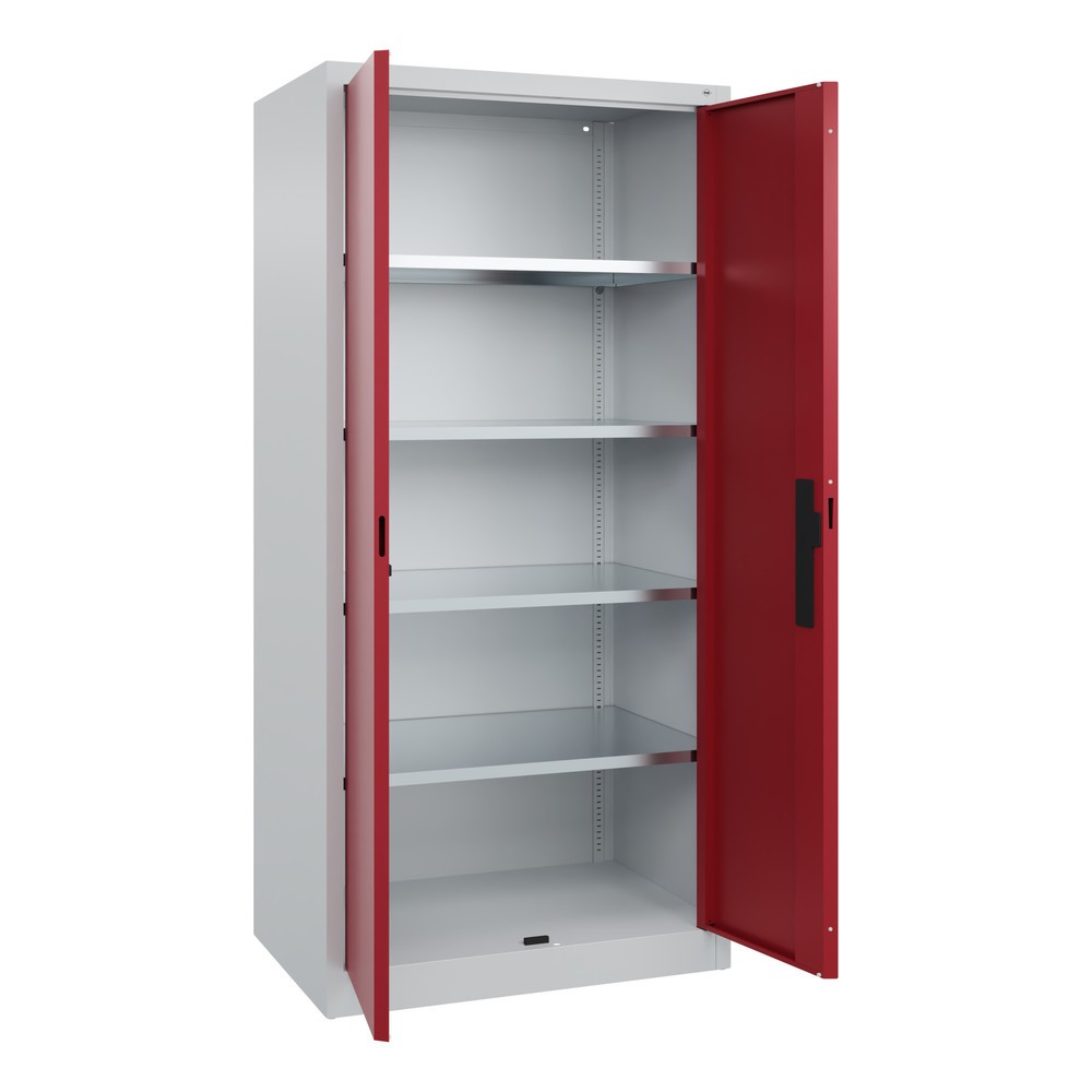 Produktabbildung Nr. 17: C+P Werkstatt-Flügeltürschrank mit 4 Fachböden, HxBxT 1.950 x  930 x 600 mm, lichtgrau, rubinrot