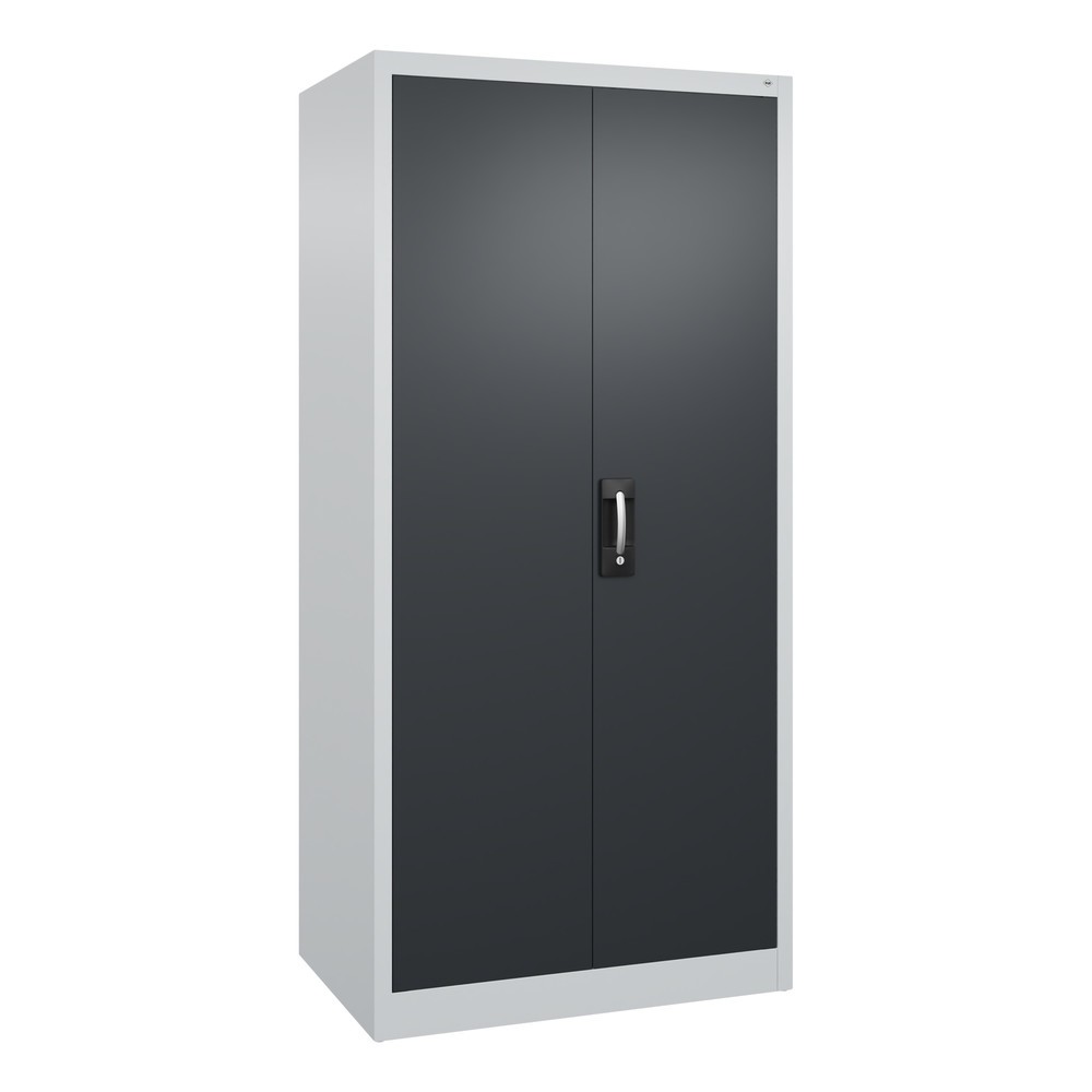 Produktabbildung: C+P Werkstatt-Flügeltürschrank mit 4 Fachböden, HxBxT 1.950 x  930 x 600 mm, lichtgrau, schwarzgrau
