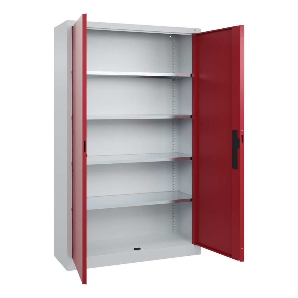 Produktabbildung Nr. 17: C+P Werkstatt-Flügeltürschrank mit 4 Fachböden, HxBxT 1.950 x  1.200 x 400 mm, lichtgrau, rubinrot