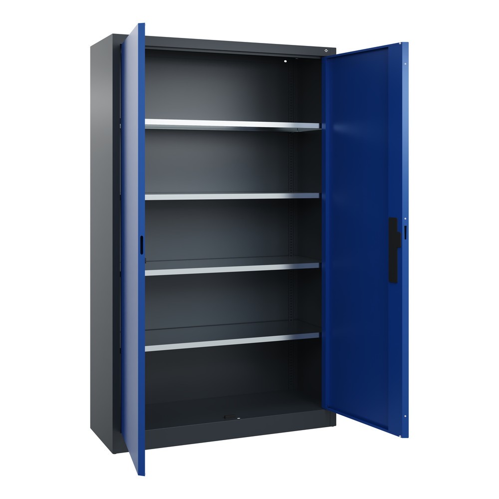 Produktabbildung Nr. 17: C+P Werkstatt-Flügeltürschrank mit 4 Fachböden, HxBxT 1.950 x  1.200 x 400 mm, anthrazitgrau, enzianblau
