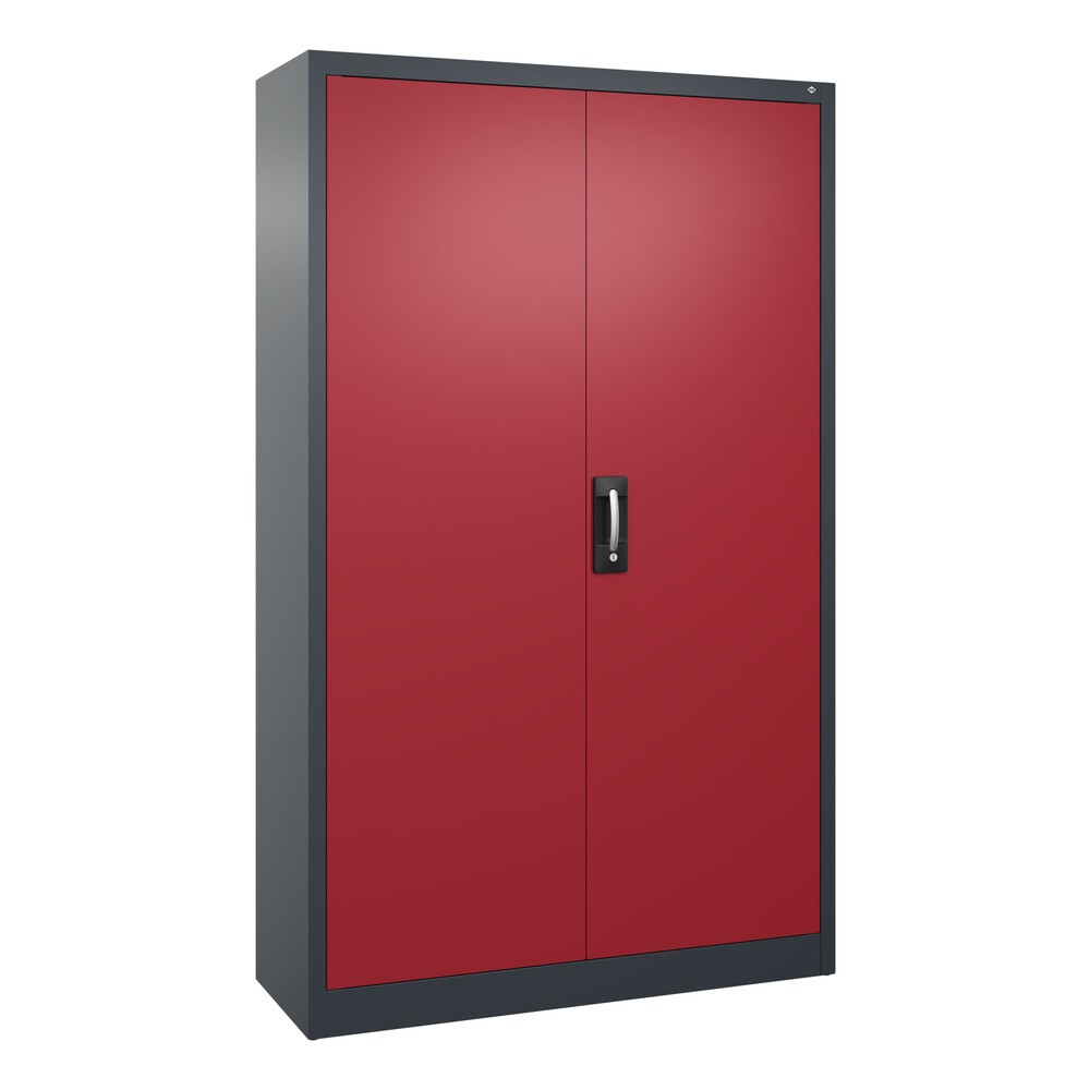 Produktabbildung: C+P Werkstatt-Flügeltürschrank mit 4 Fachböden, HxBxT 1.950 x  1.200 x 400 mm, anthrazitgrau, rubinrot