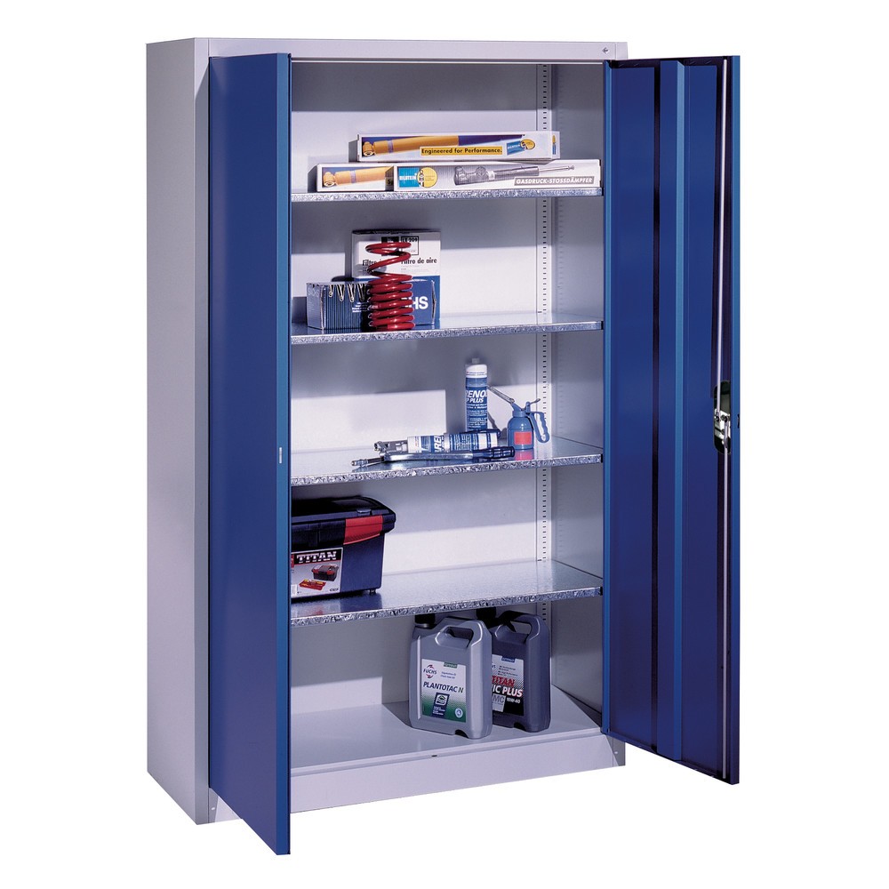 Produktabbildung Nr. 4: C+P Werkstatt-Flügeltürschrank mit 4 Fachböden, HxBxT 1.950 x  1.200 x 400 mm, lichtgrau, lichtblau