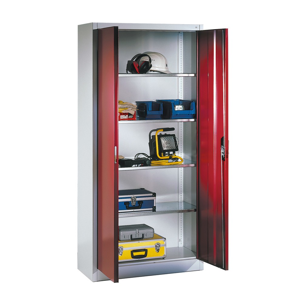 Produktabbildung Nr. 9: C+P Werkstatt-Flügeltürschrank mit 4 Fachböden, HxBxT 1.950 x  1.200 x 400 mm, lichtgrau, lichtblau