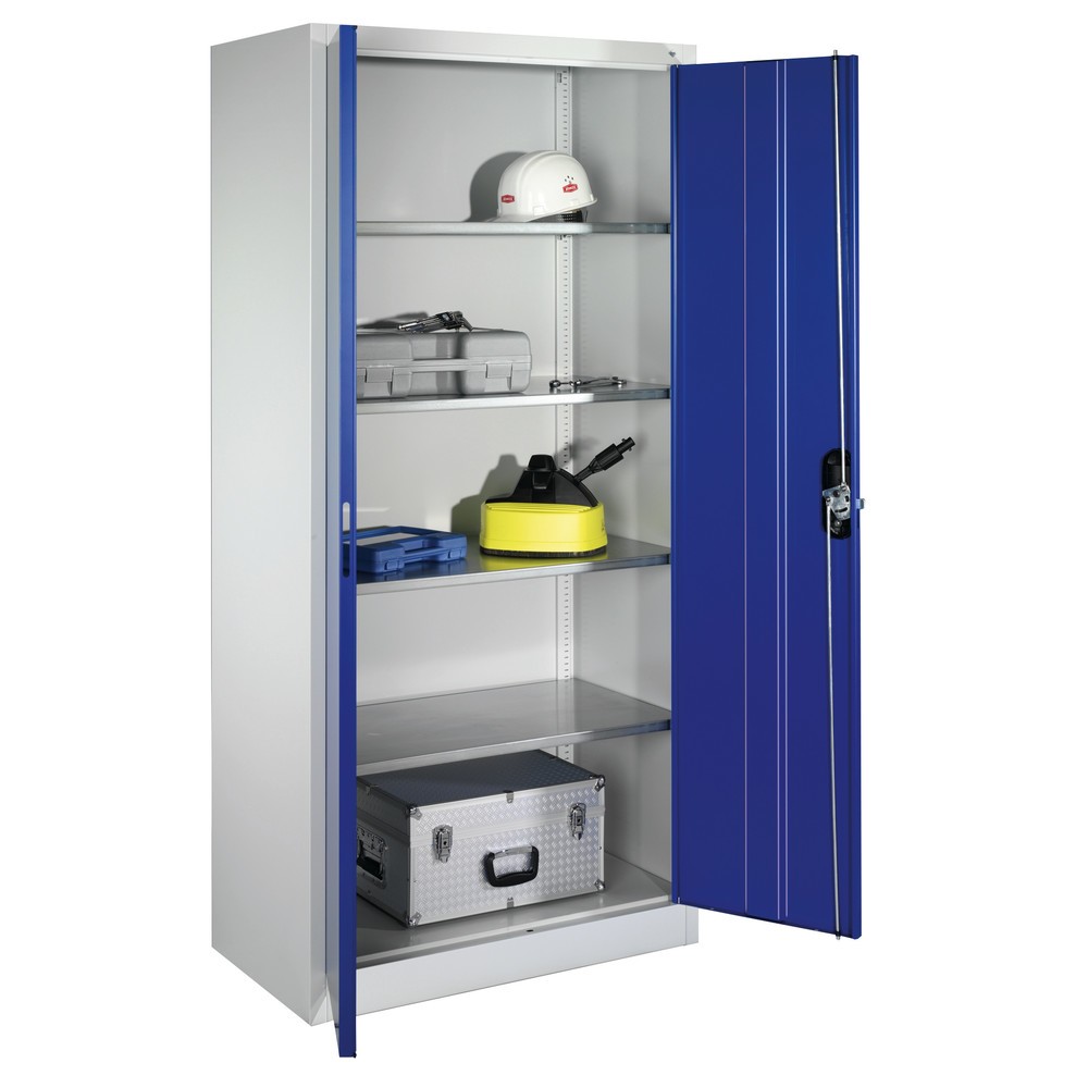 Produktabbildung Nr. 12: C+P Werkstatt-Flügeltürschrank mit 4 Fachböden, HxBxT 1.950 x  1.200 x 400 mm, lichtgrau, lichtblau