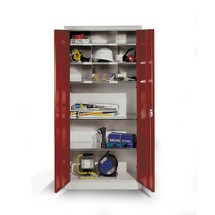 Werkstatt-Flügeltürschrank C+P mit kleinem Fachteil + 2 Fachböden, HxBxT 1.950 x 1.200 x 500 mm