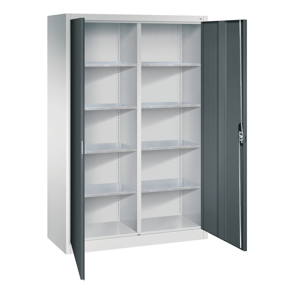 Produktabbildung Nr. 4: C+P Werkstatt-Flügeltürschrank mit Mittelwand + 8 Fachböden, HxBxT 1.950 x 1.200 x 500 mm, lichtgrau, anthrazitgrau