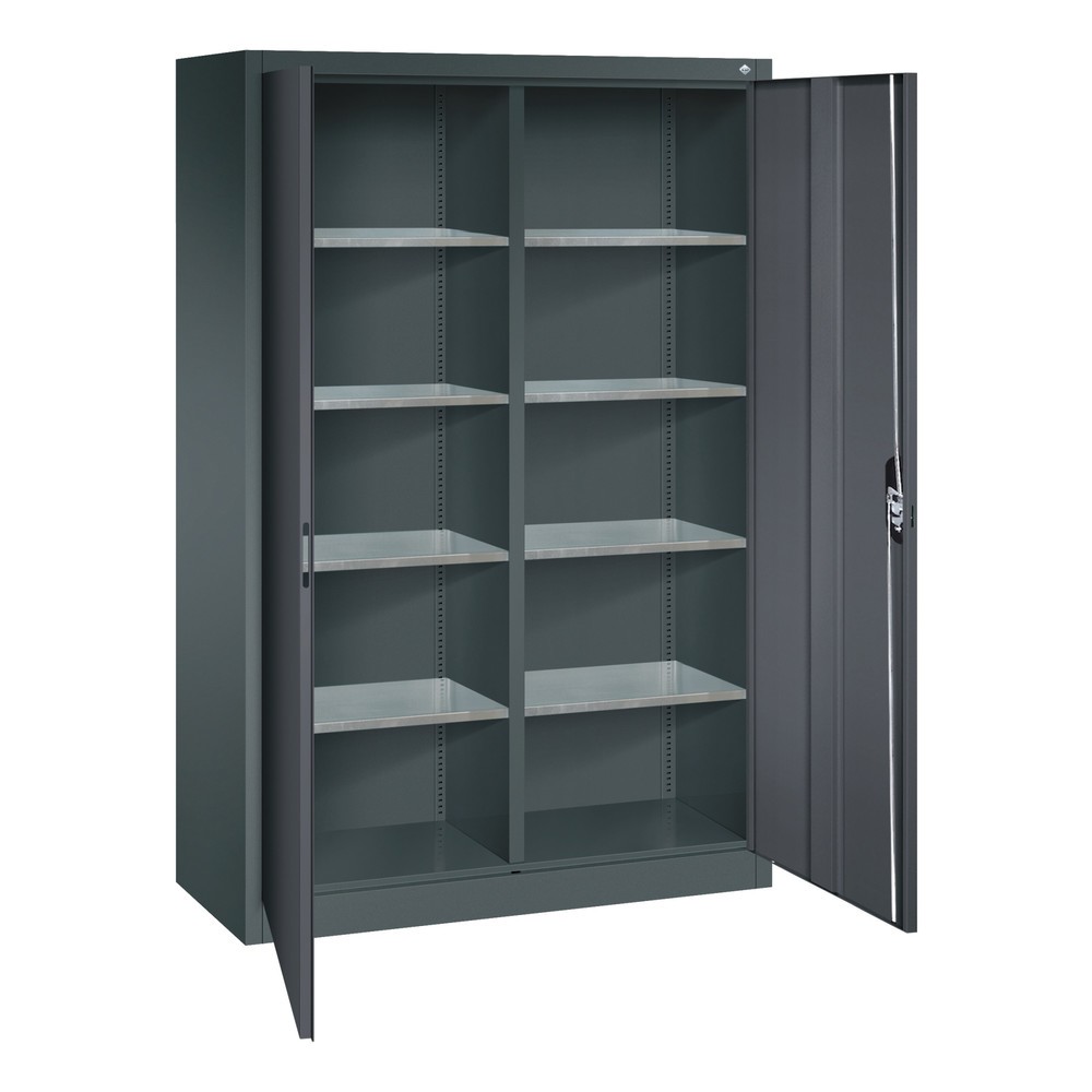 Produktabbildung Nr. 4: C+P Werkstatt-Flügeltürschrank mit Mittelwand + 8 Fachböden, HxBxT 1.950 x 1.200 x 500 mm, anthrazitgrau, schwarzgrau