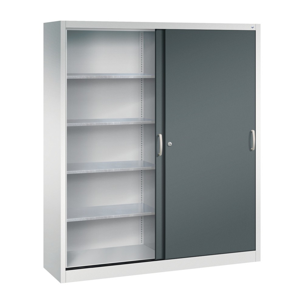 Produktabbildung Nr. 3: C+P Werkstatt-Schiebetürenschrank mit 8 Fachböden, HxBxT 1.950 x 1.600 x 400 mm, Trennwand, lichtgrau, anthrazitgrau