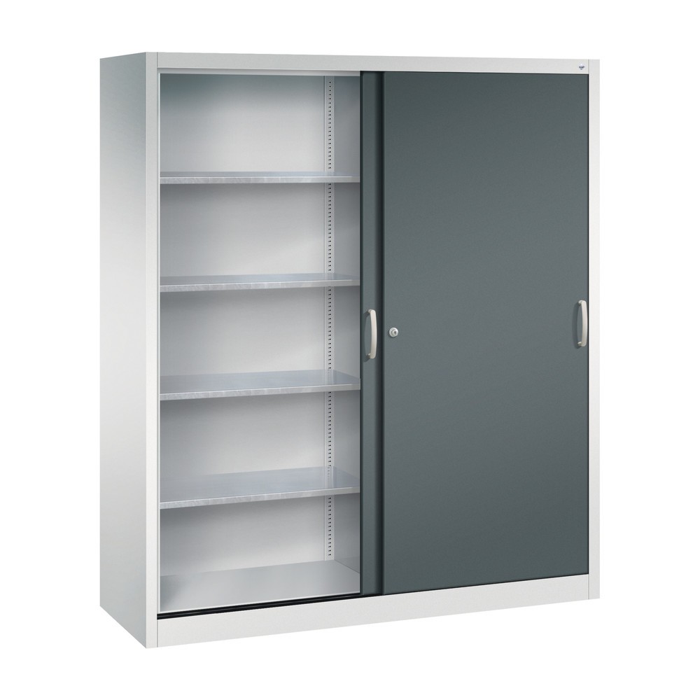 Produktabbildung Nr. 3: C+P Werkstatt-Schiebetürenschrank mit 8 Fachböden, HxBxT 1.950 x 1.600 x 500 mm, Trennwand, lichtgrau, anthrazitgrau