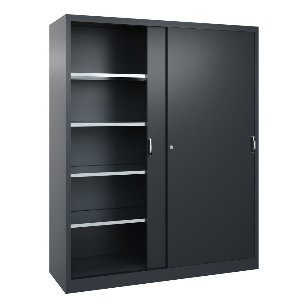 Produktabbildung Nr. 3: C+P Werkstatt-Schiebetürenschrank mit 8 Fachböden, HxBxT 1.950 x 1.600 x 500 mm, Trennwand, anthrazitgrau, schwarzgrau
