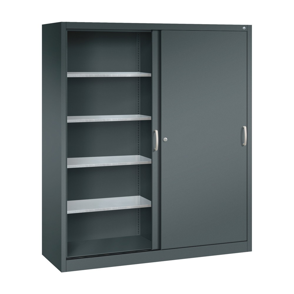 Produktabbildung Nr. 3: C+P Werkstatt-Schiebetürenschrank mit 8 Fachböden, HxBxT 1.950 x 1.600 x 500 mm, Trennwand, anthrazitgrau, anthrazitgrau