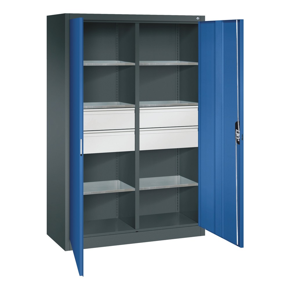Produktabbildung Nr. 6: C+P Werkzeugschrank, Schubladen 4x174 mm, 6 Böden, Breite 1.200 mm, anthrazitgrau, enzianblau