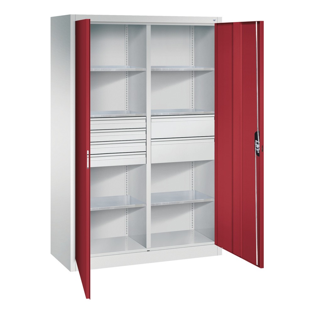 Produktabbildung Nr. 6: C+P Werkzeugschrank, Schubladen 4x86 + 2x174 mm, 6 Böden, Breite 1.200 mm, lichtgrau, rubinrot
