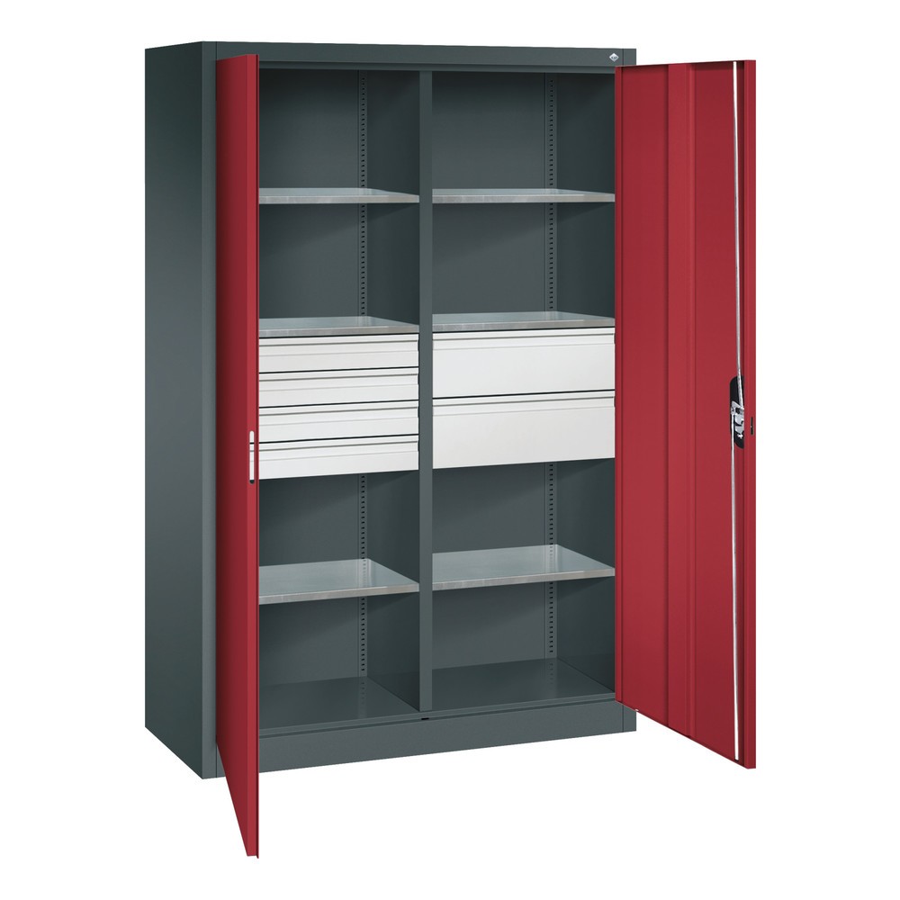 Produktabbildung Nr. 6: C+P Werkzeugschrank, Schubladen 4x86 + 2x174 mm, 6 Böden, Breite 1.200 mm, anthrazitgrau, rubinrot