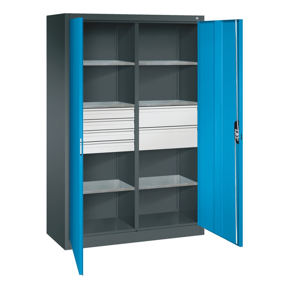 Produktabbildung Nr. 6: C+P Werkzeugschrank, Schubladen 4x86 + 2x174 mm, 6 Böden, Breite 1.200 mm, anthrazitgrau, lichtblau