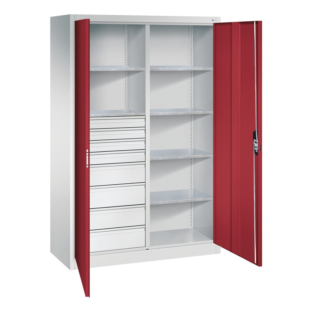 Produktabbildung Nr. 6: C+P Werkzeugschrank, Schubladen 4x86 + 4x174 mm, 6 Böden, Breite 1.200 mm, lichtgrau, rubinrot
