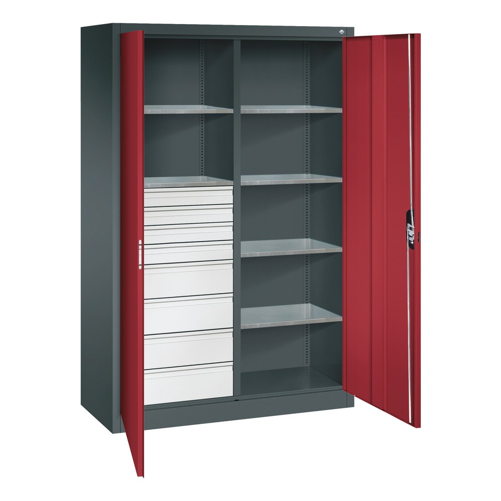 Produktabbildung Nr. 6: C+P Werkzeugschrank, Schubladen 4x86 + 4x174 mm, 6 Böden, Breite 1.200 mm, anthrazitgrau, rubinrot