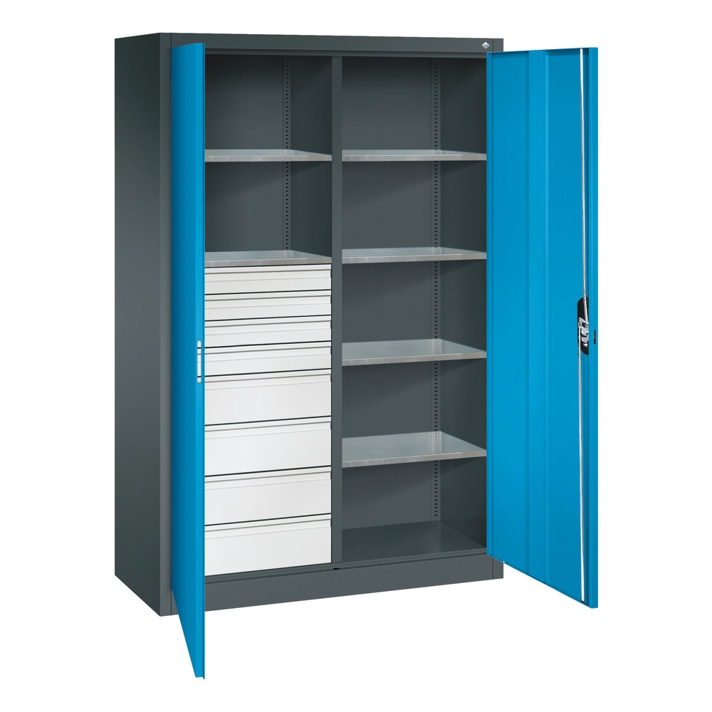 Produktabbildung Nr. 6: C+P Werkzeugschrank, Schubladen 4x86 + 4x174 mm, 6 Böden, Breite 1.200 mm, anthrazitgrau, lichtblau