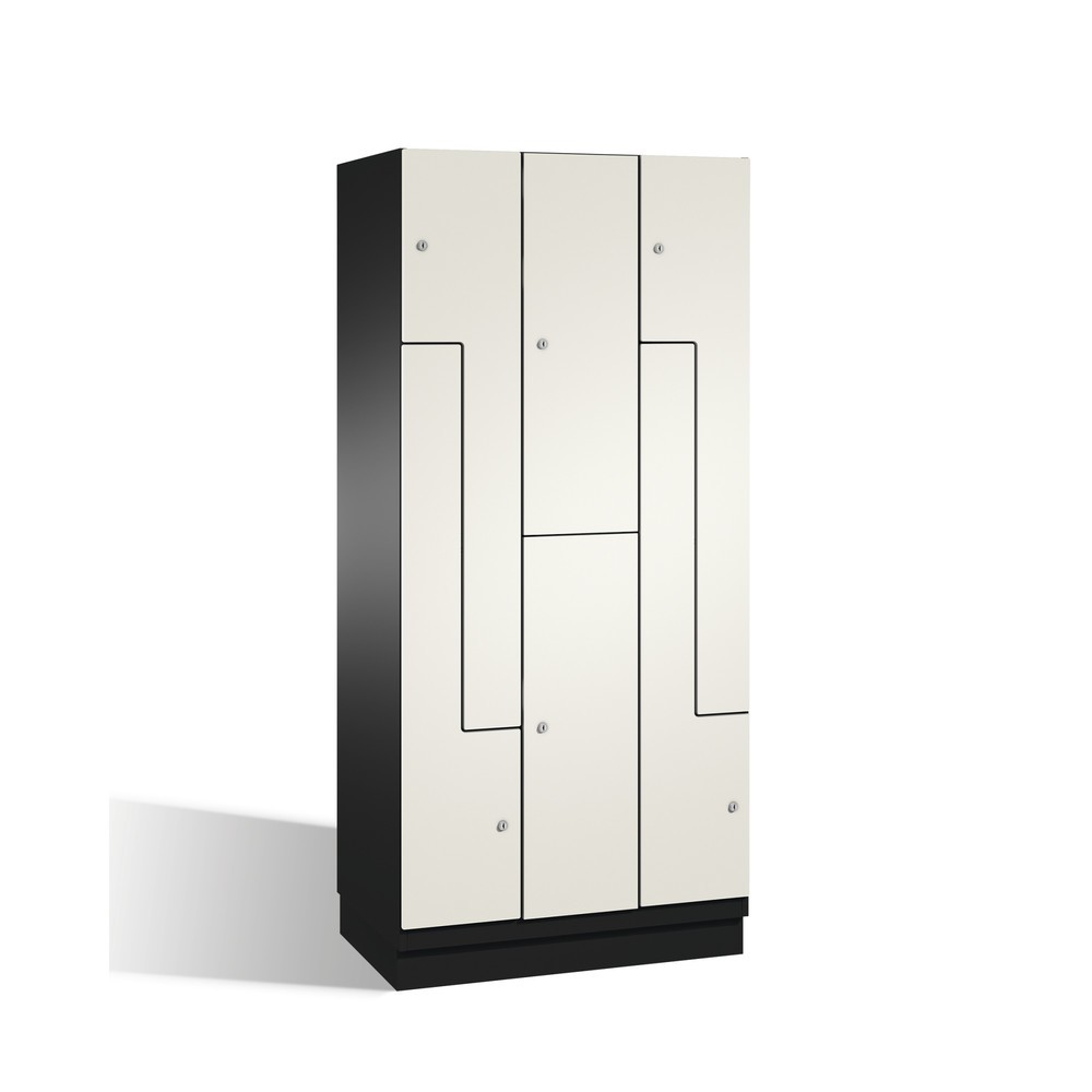 Produktabbildung: C+P Z-Kombinationsschrank Cambio, 3 Abteile, Abteilbreite 300 mm, HxBxT 1980x900x525 mm, RAL 7021 Schwarzgrau, Dekor Weiss, Sockel