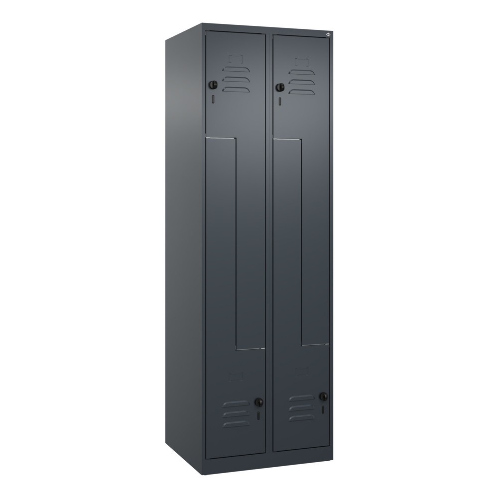 Produktabbildung: C+P Z-Spind Classic PLUS, 4 Abteile, HxBxT 1.850 x 600 x 500 mm, anthrazitgrau, anthrazitgrau, für Vorhängeschloss