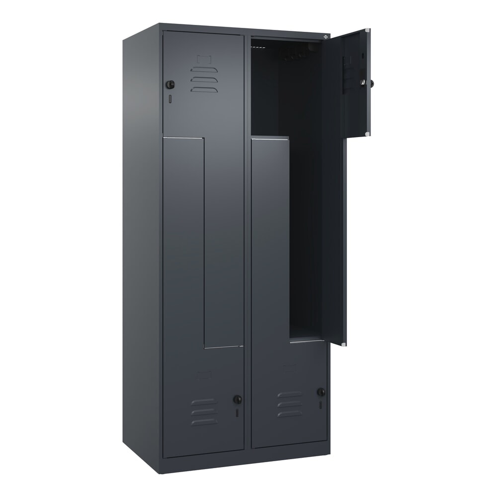 Illustration du produit: C+P Z-Spind Classic PLUS, 4 Abteile, HxBxT 1.850 x 800 x 500 mm, anthrazitgrau, anthrazitgrau, für Vorhängeschloss