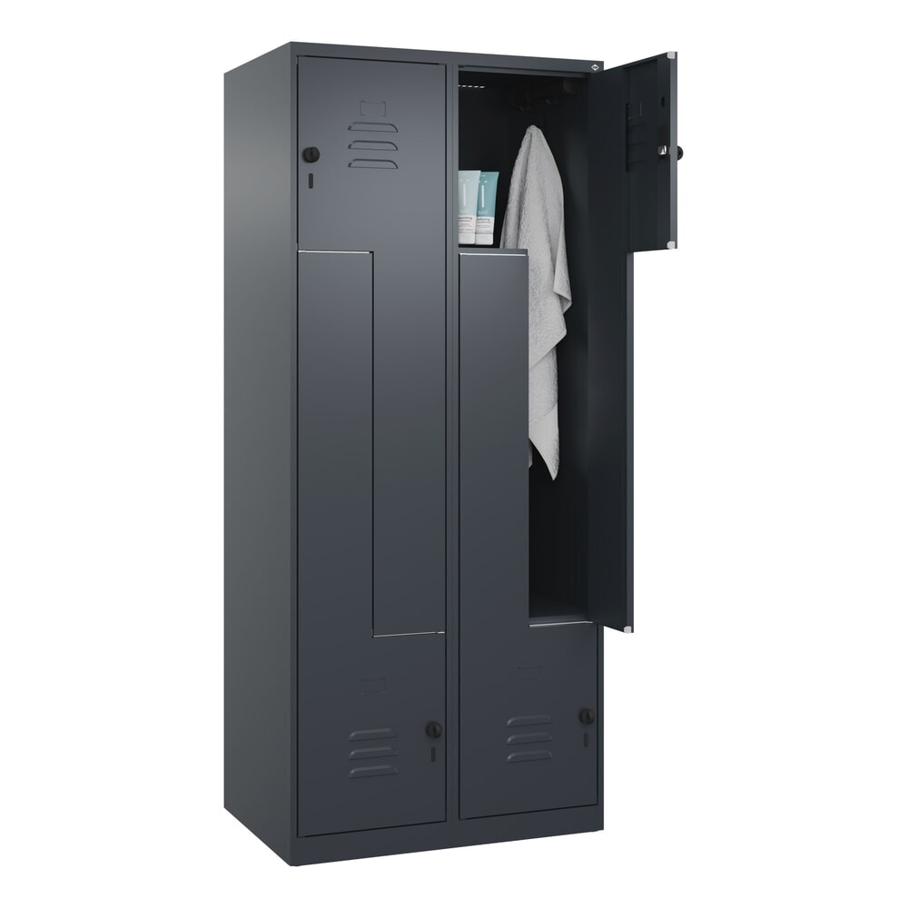 N° de l'image du produit 10 : C+P Z-Spind Classic PLUS, 4 Abteile, HxBxT 1.850 x 800 x 500 mm, anthrazitgrau, anthrazitgrau, für Vorhängeschloss