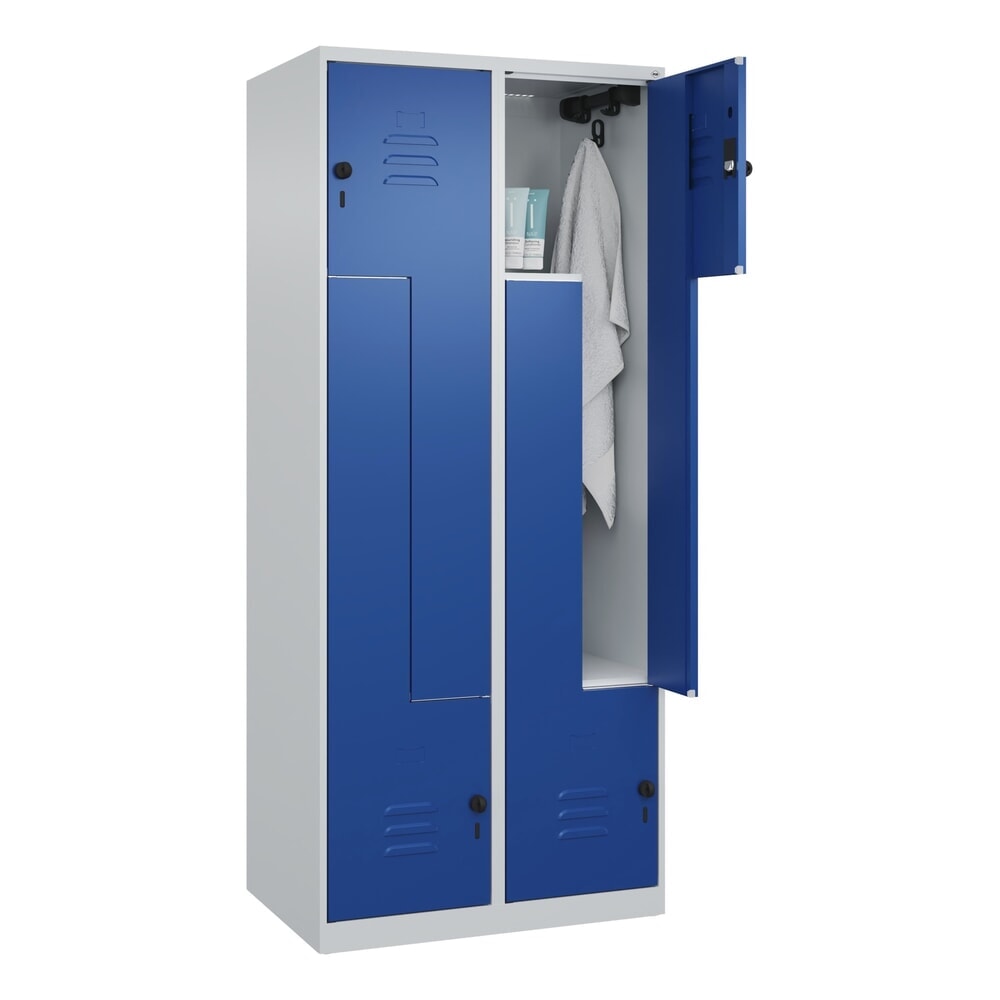 N° de l'image du produit 10 : C+P Z-Spind Classic PLUS, 4 Abteile, HxBxT 1.850 x 800 x 500 mm, lichtgrau, enzianblau, für Vorhängeschloss