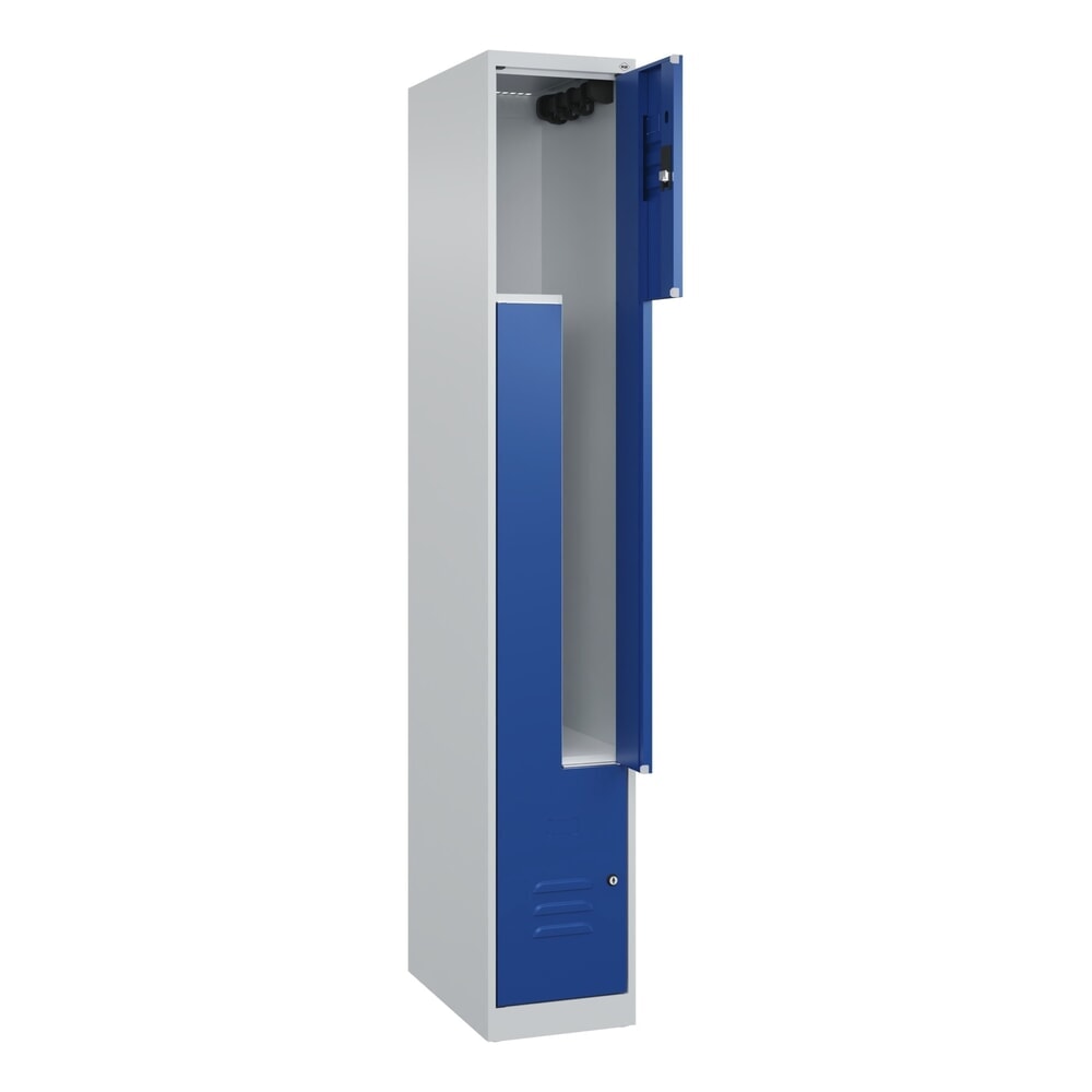Illustration du produit: C+P Z-Spind Classic PLUS, 2 Abteile, HxBxT 1.850 x 300 x 500 mm, lichtgrau, enzianblau, Zylinderschloss