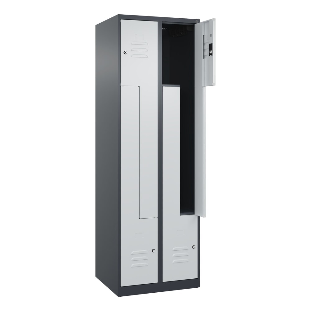 N° de l'image du produit 1 : C+P Z-Spind Classic PLUS, 4 Abteile, HxBxT 1.850 x 600 x 500 mm, anthrazitgrau, lichtgrau, Zylinderschloss