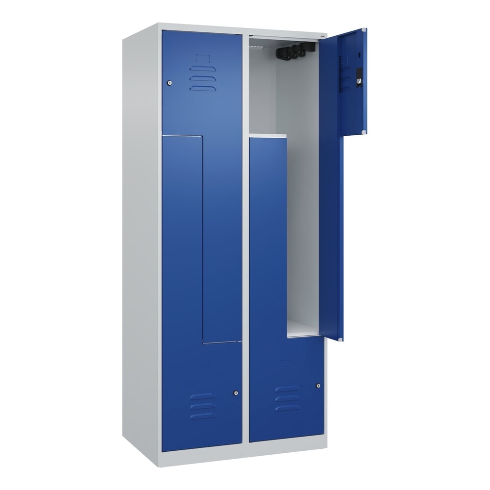 Produktabbildung: C+P Z-Spind Classic PLUS, 4 Abteile, HxBxT 1.850 x 800 x 500 mm, lichtgrau, enzianblau, Zylinderschloss