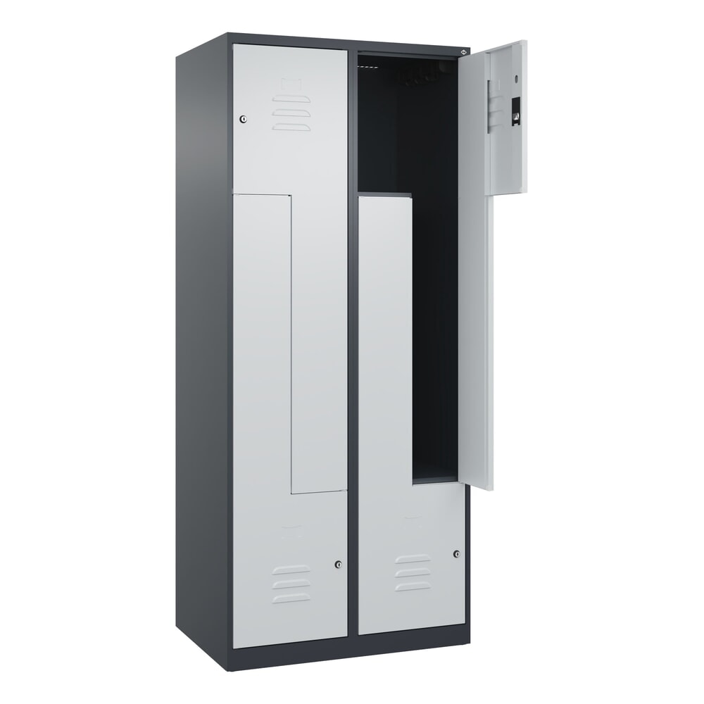 Produktabbildung: C+P Z-Spind Classic PLUS, 4 Abteile, HxBxT 1.850 x 800 x 500 mm, anthrazitgrau, lichtgrau, Zylinderschloss