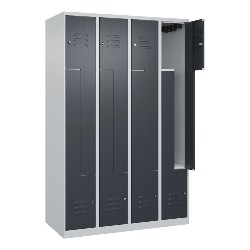 Illustration du produit: C+P Z-Spind Classic PLUS, 8 Abteile, HxBxT 1.850 x 1.200 x 500 mm, lichtgrau, anthrazitgrau, Zylinderschloss
