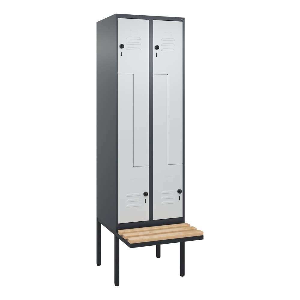 C+P Z-Spind Classic PLUS, 4 Abteile, HxBxT 2.120 x 600 x 815 mm, für Vorhängeschloss, auskragende Bank aus Buche, anthrazitgrau, lichtgrau N° de l'image du produit 9 : C+P Z-Spind Classic PLUS, 4 Abteile, HxBxT 2.120 x 600 x 815 mm, für Vorhängeschloss, auskragende Bank aus Buche, anthrazitgrau, lichtgrau