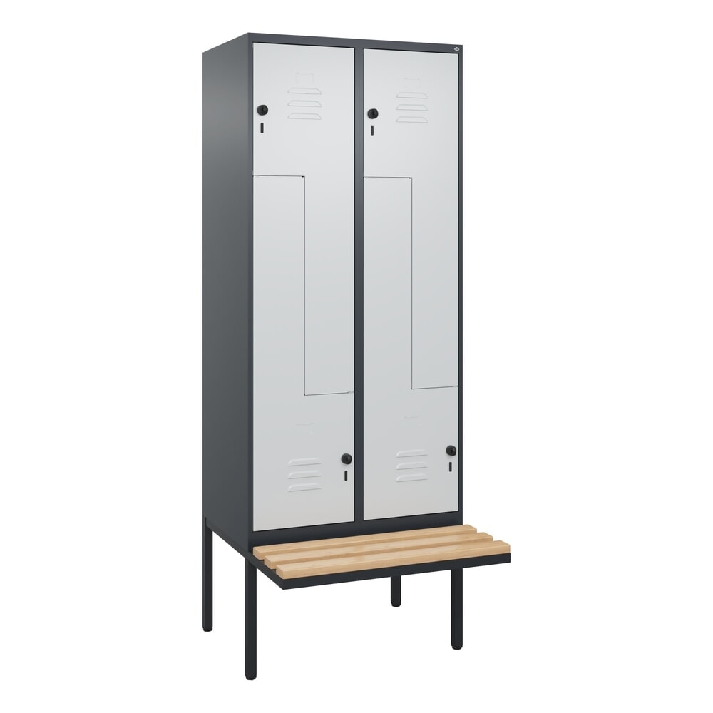 C+P Z-Spind Classic PLUS, 4 Abteile, HxBxT 2.120 x 800 x 815 mm, für Vorhängeschloss, auskragende Bank aus Buche, anthrazitgrau, lichtgrau N° de l'image du produit 9 : C+P Z-Spind Classic PLUS, 4 Abteile, HxBxT 2.120 x 800 x 815 mm, für Vorhängeschloss, auskragende Bank aus Buche, anthrazitgrau, lichtgrau