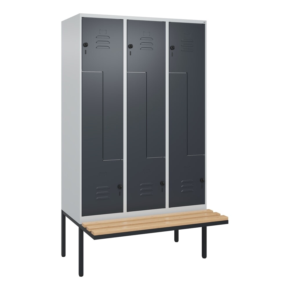 C+P Z-Spind Classic PLUS, 6 Abteile, HxBxT 2.120 x 1.200 x 815 mm, für Vorhängeschloss, auskragende Bank aus Buche, lichtgrau, anthrazitgrau N° de l'image du produit 9 : C+P Z-Spind Classic PLUS, 6 Abteile, HxBxT 2.120 x 1.200 x 815 mm, für Vorhängeschloss, auskragende Bank aus Buche, lichtgrau, anthrazitgrau