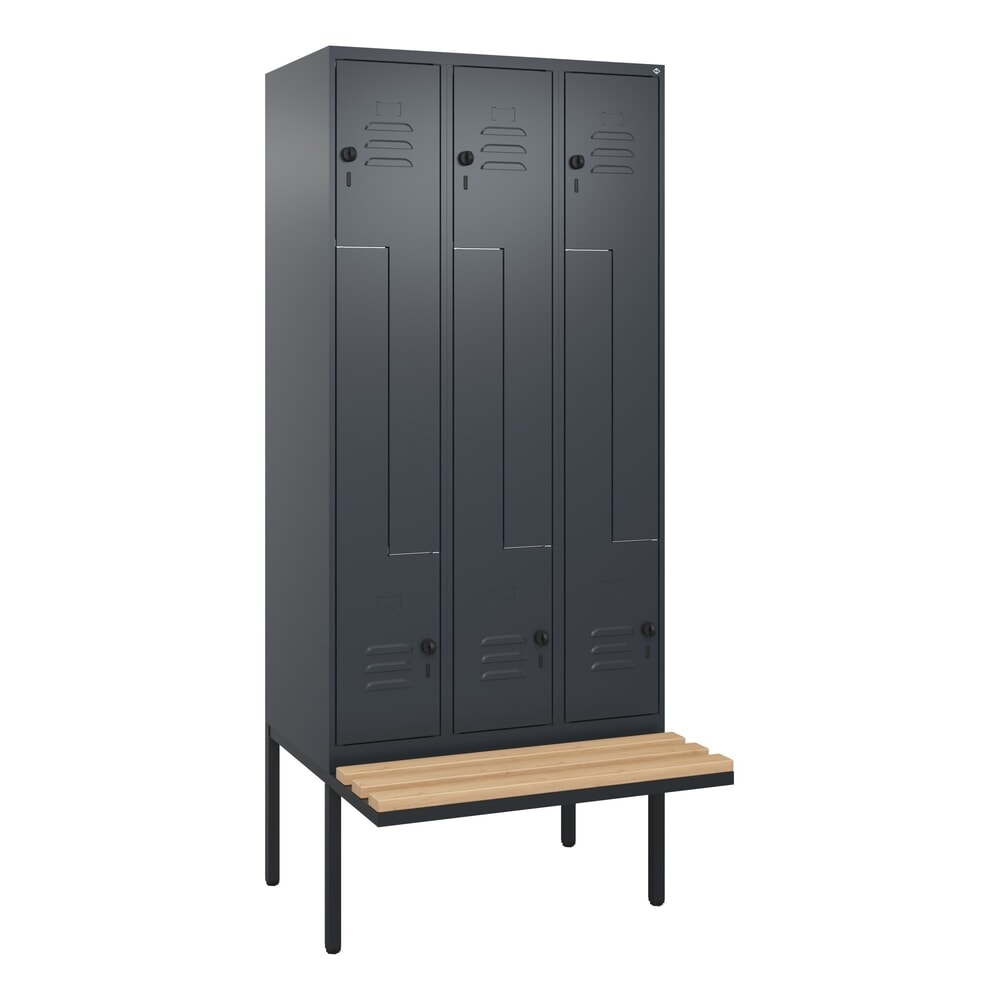 C+P Z-Spind Classic PLUS, 6 Abteile, HxBxT 2.120 x 900 x 815 mm, für Vorhängeschloss, auskragende Bank aus Buche, anthrazitgrau, anthrazitgrau N° de l'image du produit 9 : C+P Z-Spind Classic PLUS, 6 Abteile, HxBxT 2.120 x 900 x 815 mm, für Vorhängeschloss, auskragende Bank aus Buche, anthrazitgrau, anthrazitgrau