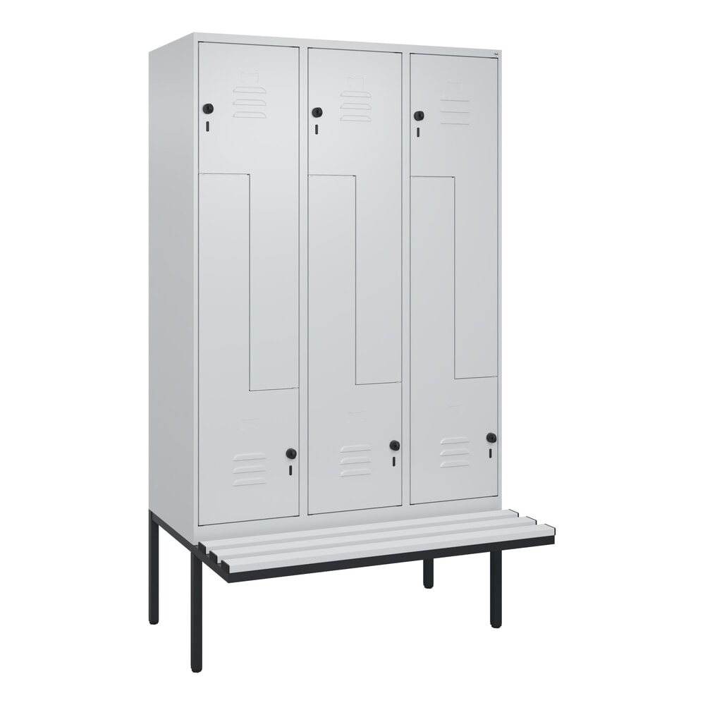 Produktabbildung Nr. 9: C+P Z-Spind Classic PLUS, 6 Abteile, HxBxT 2.120 x 1.200 x 815 mm, für Vorhängeschloss, auskragende Bank aus Kunststoff, lichtgrau, lichtgrau