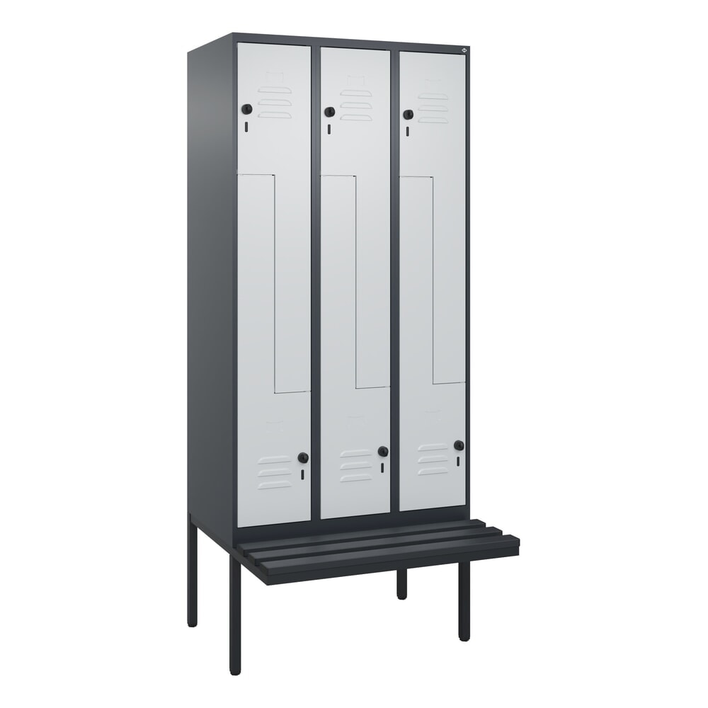 C+P Z-Spind Classic PLUS, 6 Abteile, HxBxT 2.120 x 900 x 815 mm, für Vorhängeschloss, auskragende Bank aus Kunststoff, anthrazitgrau, lichtgrau N° de l'image du produit 9 : C+P Z-Spind Classic PLUS, 6 Abteile, HxBxT 2.120 x 900 x 815 mm, für Vorhängeschloss, auskragende Bank aus Kunststoff, anthrazitgrau, lichtgrau