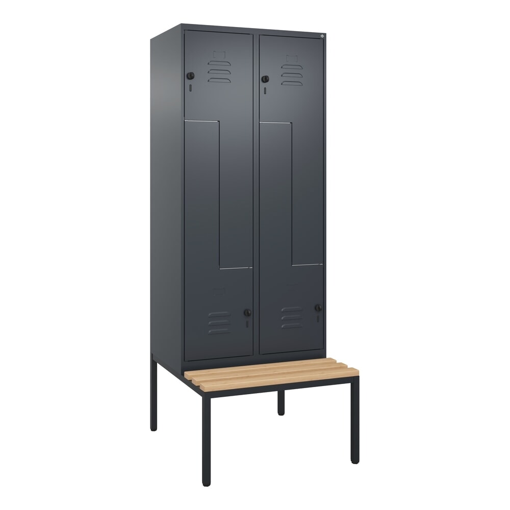Produktabbildung Nr. 9: C+P Z-Spind Classic PLUS, 4 Abteile, HxBxT 2.120 x 800 x 815 mm, für Vorhängeschloss, untergebaute Bank aus Buche, anthrazitgrau, anthrazitgrau