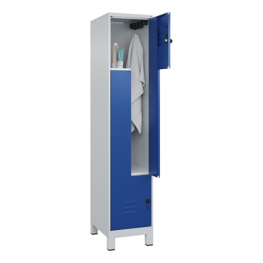 C+P Z-Spind Classic PLUS, Füsse, 2 Abteile, HxBxT 1.950 x 400 x 500 mm, lichtgrau, enzianblau, für Vorhängeschloss Produktabbildung Nr. 9: C+P Z-Spind Classic PLUS, Füsse, 2 Abteile, HxBxT 1.950 x 400 x 500 mm, lichtgrau, enzianblau, für Vorhängeschloss